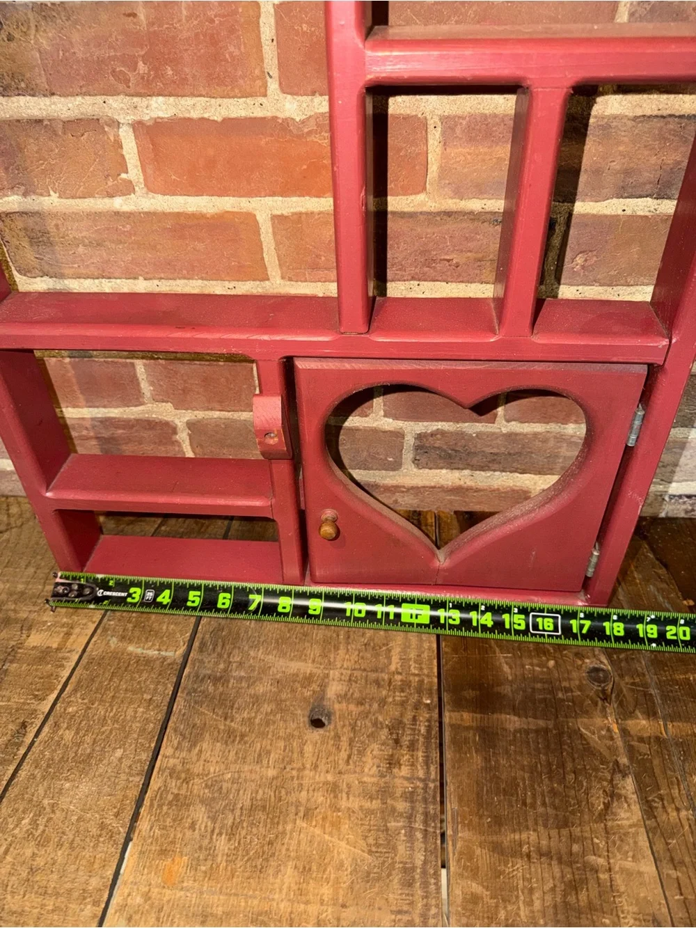 Wooden Wall Shelf Heart Cutout Cubby Display Knick Knack Farmhouse